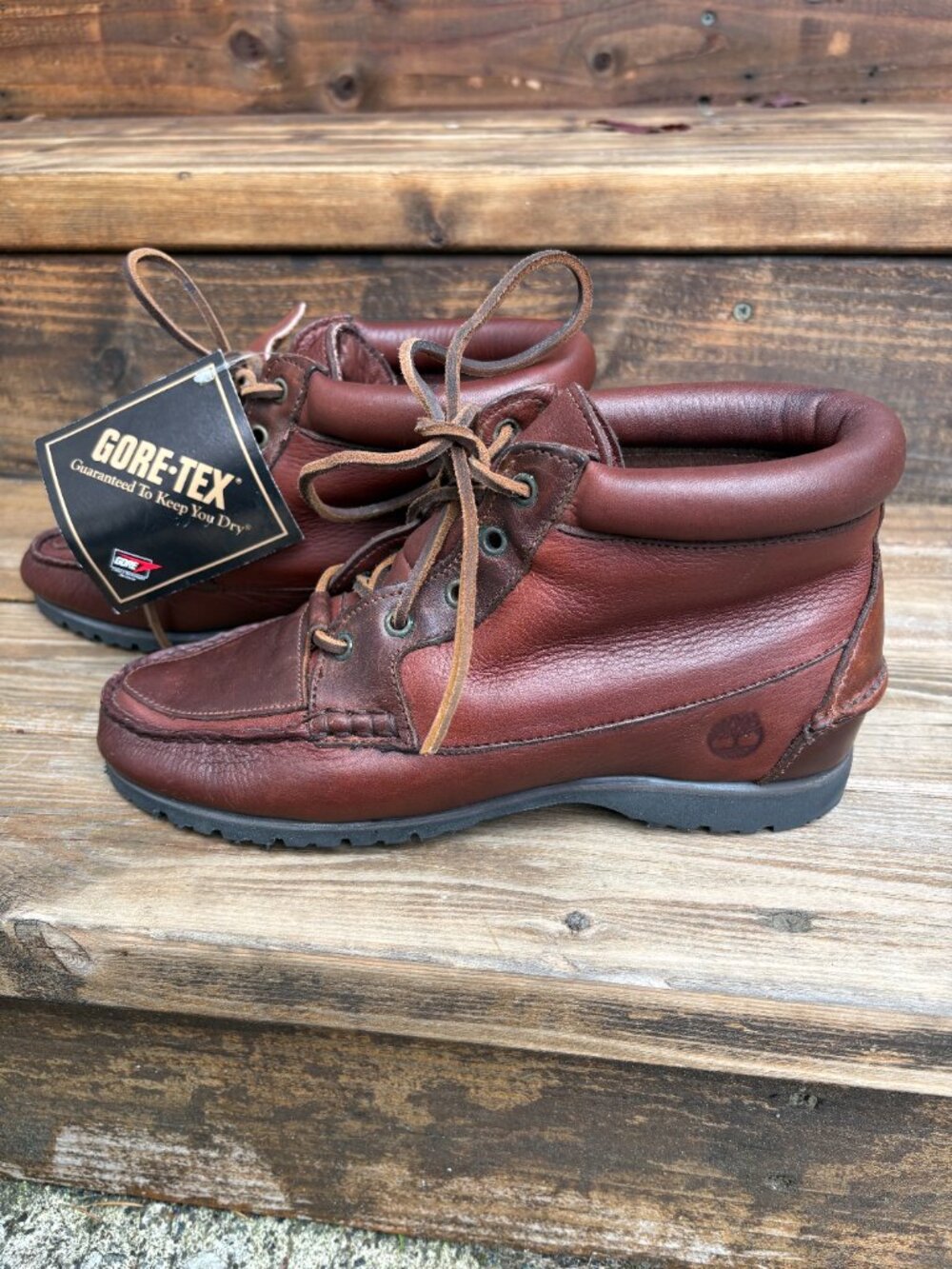 Timberland Vintage GORE-TEX Leather Moc Toe Boots Women’s 7.5 M Brown